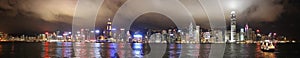 Night Panorama of Victoria Harbor Hong Kong