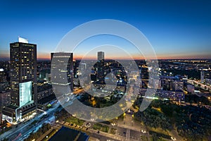 Night panorama of Warsaw city center