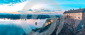 Night panoramic view of the city of Novi Sad