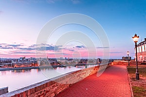 Night panoramic view of the city of Novi Sad