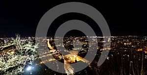 Night panoramic view of Ljubljana from Ljubljana Castle, Slovenia