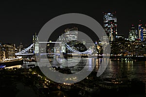 Night panoramic view of london tower bridge