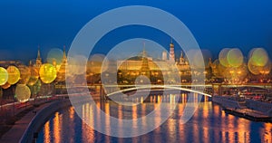 Night panoramic view of Moscow Kremlin, Russia