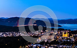 Night panoramic view of San Francisco and the Golden Gate Bridge