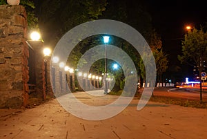 Night Park in Borjomi, Georgia. Scenic Night View long exposure