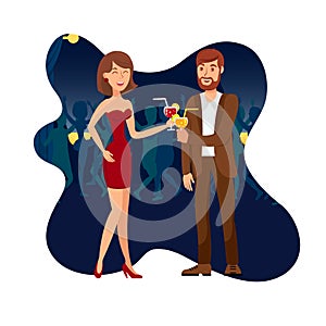 Night Party, Clubbing Flat Vector Illustration