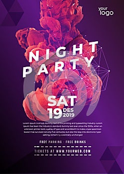 Night Party template illustration vector with smoke effect. vector