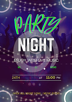 Night party template with mix dark background illustrator for invitation card