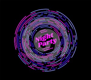 Night party vector illustration. Rounded lines design style.