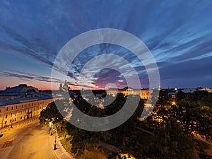 Night Petersburg scene shooted from terrace