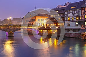 Night Petite France in Strasbourg, Alsace