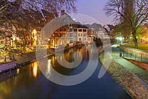 Night Petite France in Strasbourg, Alsace