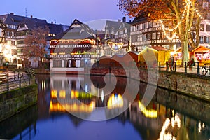 Night Petite France in Strasbourg, Alsace