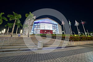 Night photo American Airlines Arena Downtown Miami