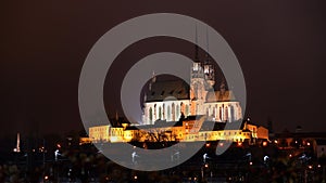 Night photo of beautiful old architecture. Petrov, Cathedral of St. Peter and Paul. City of Brno - Czech Republic - Europe