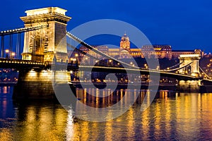 Night Photo of Chain Bridge, Budapest, Hungary