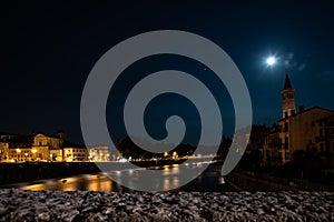 Night photo city of Verona, Italy.