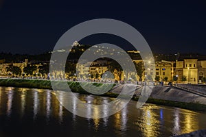 Night photo city of Verona, Italy.