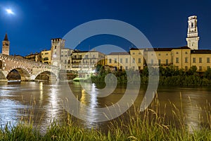 Night photo city of Verona, Italy.