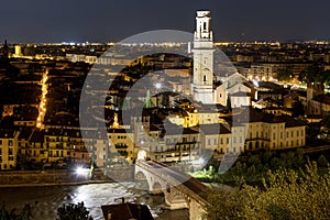 Night photo city of Verona, Italy.