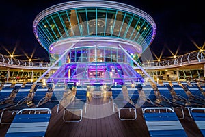 Night Photo of Cruise Ship Dock and Pool