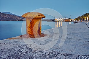 Night photo of embankment of Argostoli town