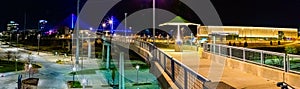 Night Photo of the Martin Luther King Junior Bridge at the Riverfront Road behind the CHI convention Center Omaha Nebraska US