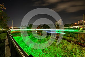 Night photo neon lights at Anita Favors Thompson Plaza Tallahassee FL USA