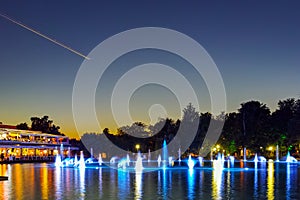 Night photo of Singing Fountains in City of Plovdiv