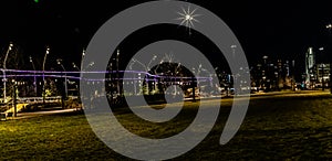 Night photo of the skating rink at the Heartland of America Park Omaha Nebraska USA