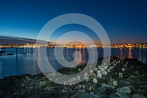 Night photo view of Portland Maine, USA.