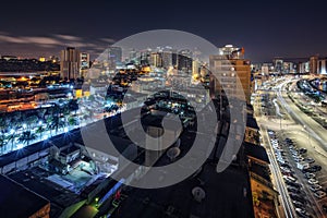 Night photograph in long exposure to the bay of Luanda. Angola. Africa