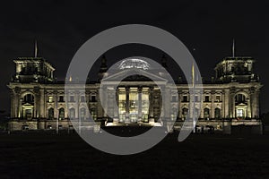 Night photography of the illuminated Reichstang photo