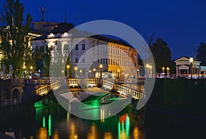 Night photography of Ljubljana, the capital of Slovenia.