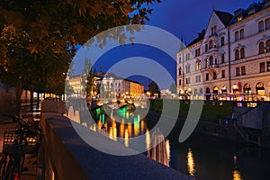 Night photography of Ljubljana, the capital of Slovenia.