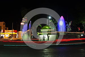 Night photography Villahermosa,Tabasco/Mexico ; 12/18/2008 : Fountain of the Naughty Children,cultural heritage of Tabasco