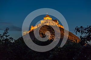 Night picture from a ancient Hungarian castle Sumeg