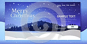 Night pine forest snowfall background happy new year merry christmas holiday celebration concept greeting card