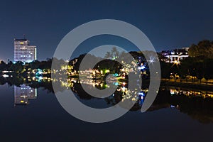 Night Of Ping Riverbank In Chiangmai, Thailand