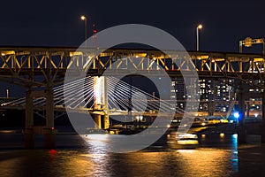 Night Portland bridges across the Willamette river