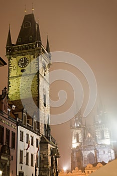 Night Prague fog