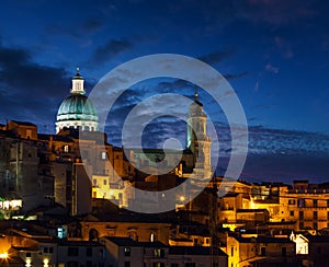 Night Ragusa town view, Sicily, Italy