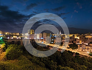 Night Ragusa town view, Sicily, Italy