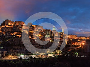 Night Ragusa town view, Sicily, Italy