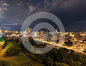 Night Ragusa town view, Sicily, Italy