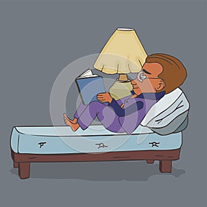 Night reading vector cartoon