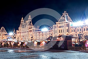 Night red square in winter