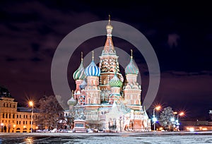 Night red square in winter