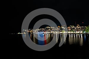 Night reflection on beautiful Ohrid Lake