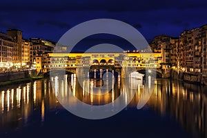 Night reflection of Ponte Vecchio